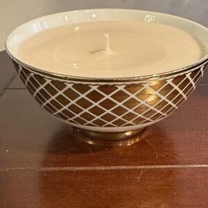 Gold and White Decorative Bowl Candle